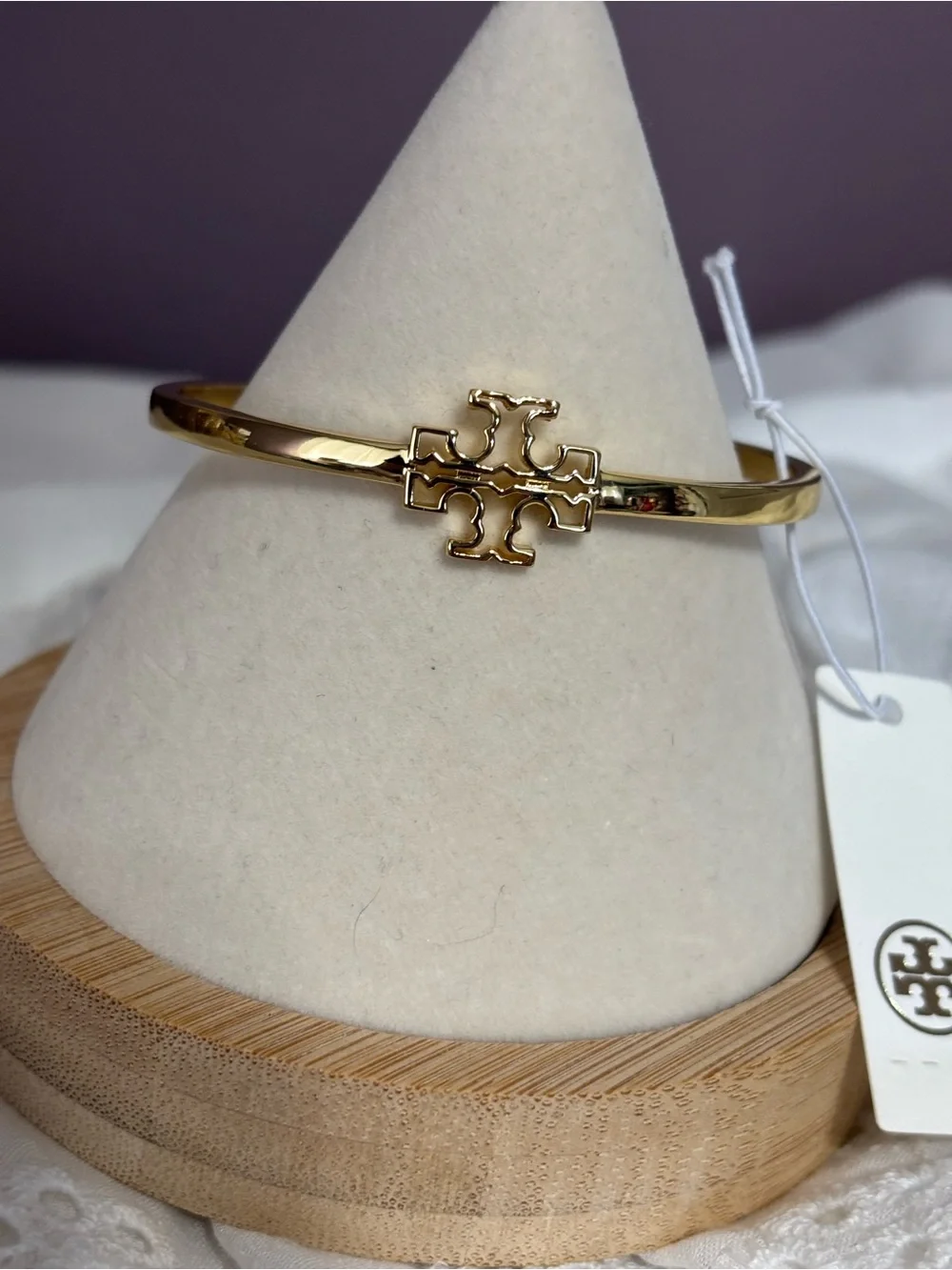 Tory Burch Gold Double-T Slim Bangle Bracelet